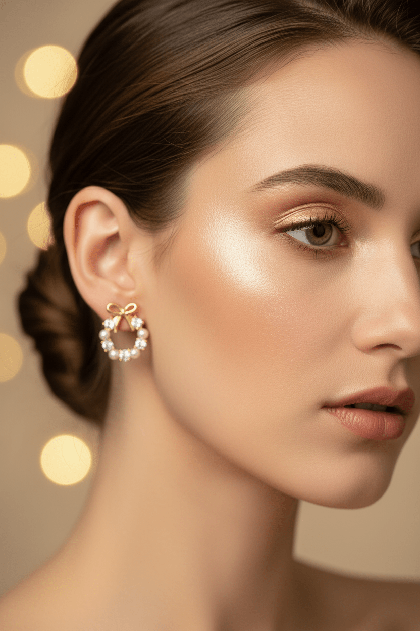 Pearl Wreath Bow Earrings | 18K Gold - Plated - ZI FASHION