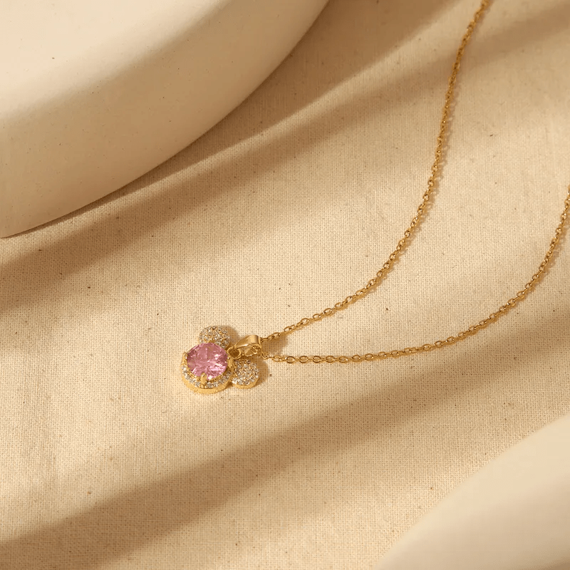Rose Sparkle Trio Pendant Necklace | 18K Gold - Plated - ZI FASHION