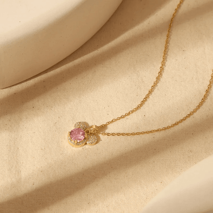Rose Sparkle Trio Pendant Necklace | 18K Gold - Plated - ZI FASHION