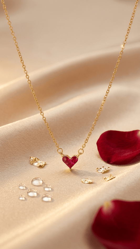Ruby Red Heart Pendant - ZI FASHION