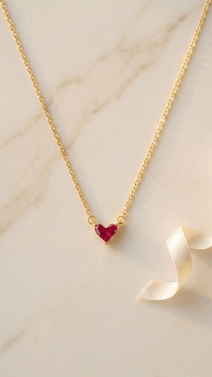 Ruby Red Heart Pendant - ZI FASHION