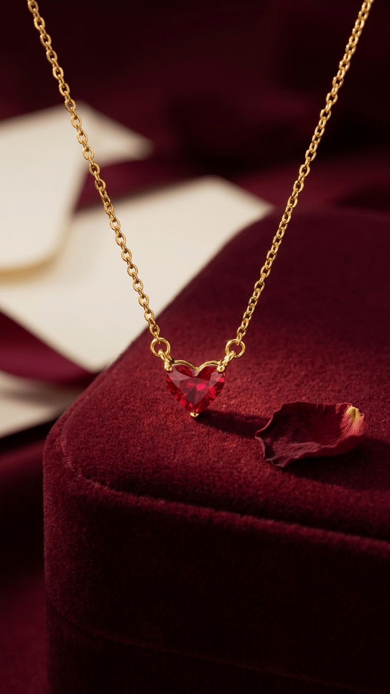 Ruby Red Heart Pendant - ZI FASHION