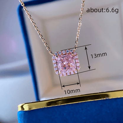 The Royal Cushion Cut Pink Zircon Necklace | 18K PVD Gold Plated - ZI FASHION