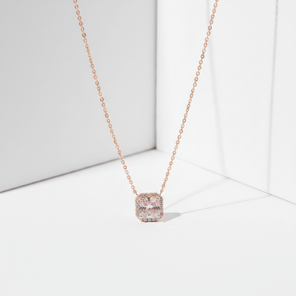 The Royal Cushion Cut Pink Zircon Necklace | 18K PVD Gold Plated - ZI FASHION