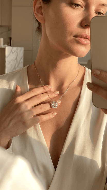 The Royal Cushion Cut Pink Zircon Necklace | 18K PVD Gold Plated - ZI FASHION