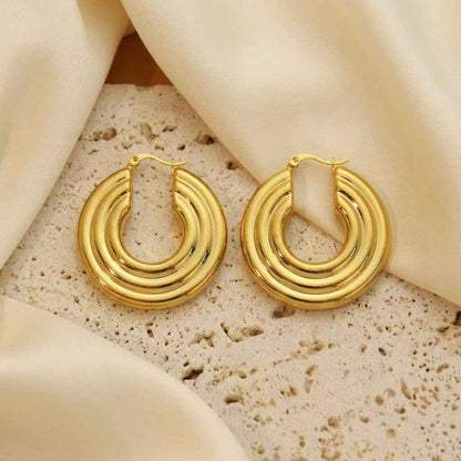 Triple Layer Chunky Hoop Earrings | 18K PVD Gold Plated Stainless Steel - ZI FASHION