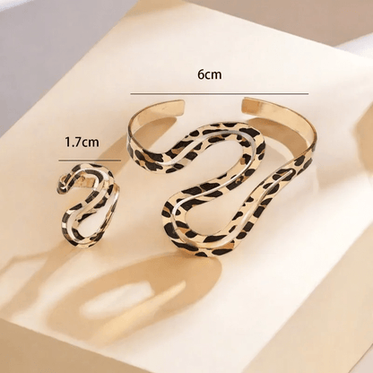 Wild Luxe Leopard Statement Bangle & Ring Set - ZI FASHION